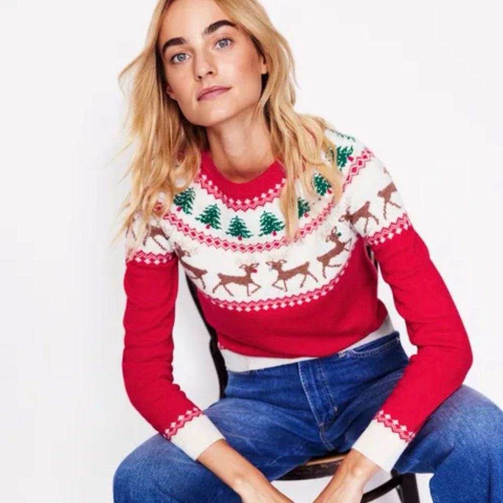 BODEN REINDEER HOLIDAY RED SWEATER (sold out)